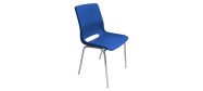 Plaststole. Ana stol med krom stel, plastskal i kobolt blå. Fabrikken yder 5 års garanti på Ana stole.