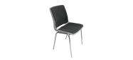 Plaststole. Ana stol med krom stel, plastskal i lys grå og Oxfod stof sort-grå nr. 33. Fabrikken yder 5 års garanti på Ana stole.