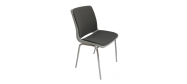 Plaststole. Ana stol med krom stel, plastskal i lys grå og Oxfod stof mørk grå nr. 34. Fabrikken yder 5 års garanti på Ana stole.