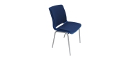 Plaststole. Ana stol med alu farvet stel, plastskal i koboltblå og Fame stof mørkeblå nr. 66071. Fabrikken yder 5 års garanti på Ana stole.