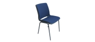 Plaststole. Ana stol med blå stel, plastskal i mørkeblå og Fame stof mørkeblå nr. 66071. Fabrikken yder 5 års garanti på Ana stole.
