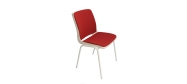 Plaststole. Ana stol med hvid stel, plastskal i hvid og Oxford stof rød nr. 021. Fabrikken yder 5 års garanti på Ana stole.