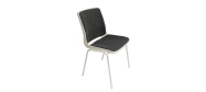 Plaststole. Ana stol med hvid stel, plastskal i hvid og Oxford stof sort-grå nr. 33. Fabrikken yder 5 års garanti på Ana stole.