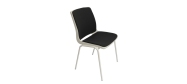 Plaststole. Ana stol med hvid stel, plastskal i hvid og Fame stof mørkegrå nr. 60051. Fabrikken yder 5 års garanti på Ana stole.